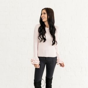 Rachel Parcell Everyday Shop Pink Ruffel Sweater